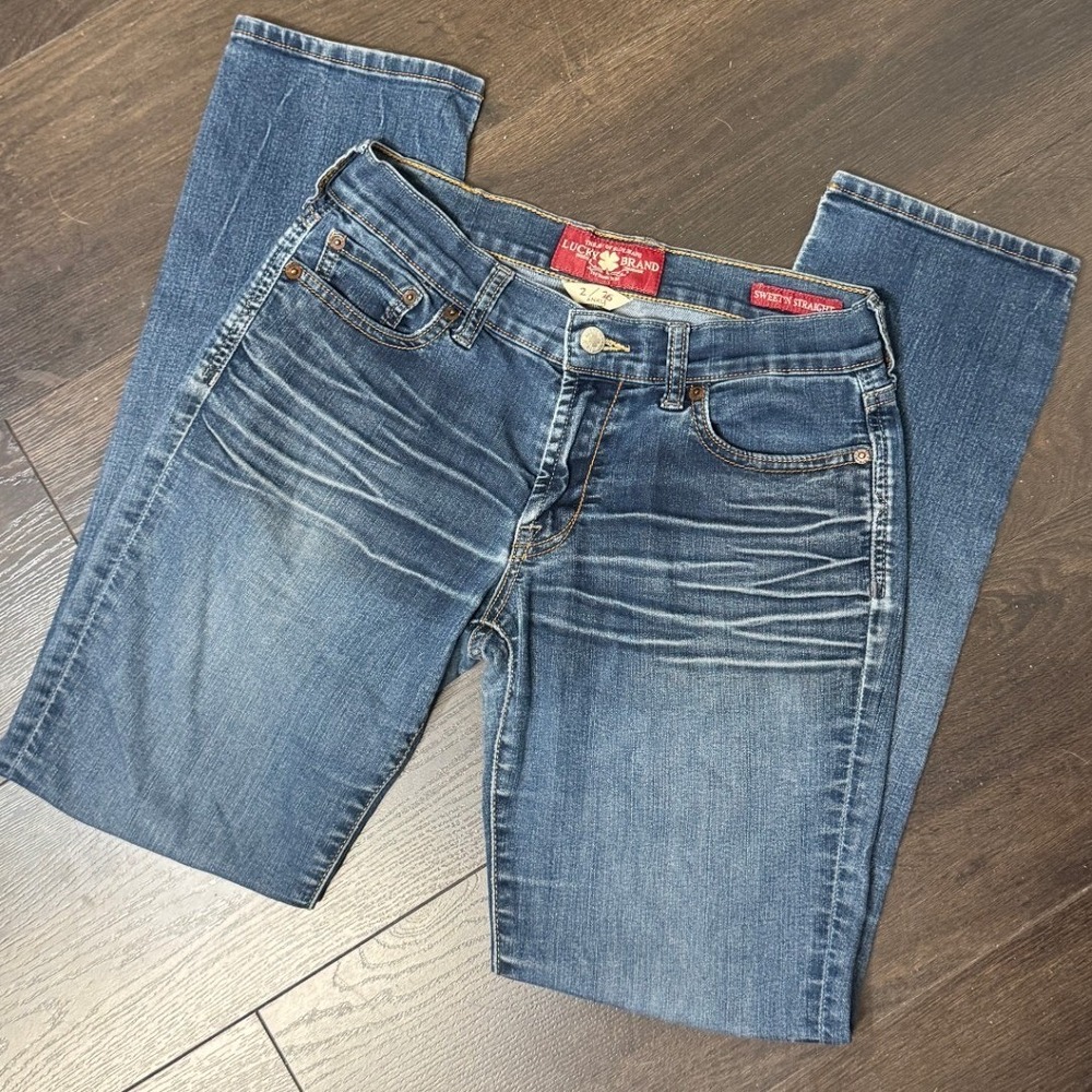 Lucky Brand Jeans Sweet N Straight 2 26 Ankle Jeans Blue Medium Wash Whiskered‎